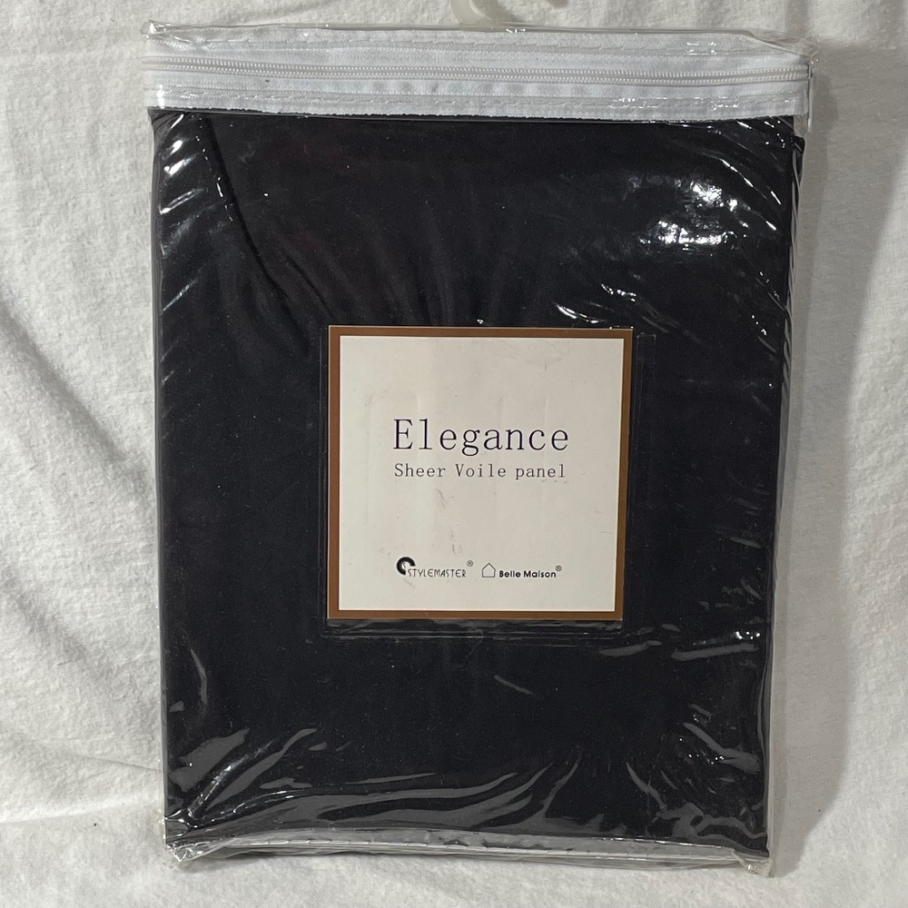 Onyx Black Elegance Sheer Voile Panel Curtain NEW 60"x 84"